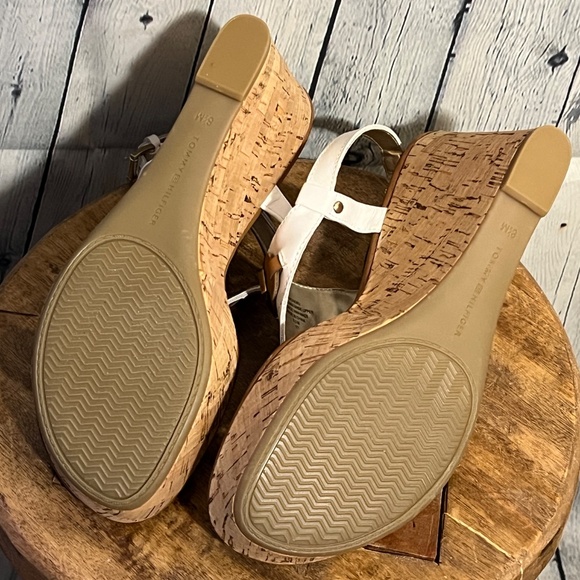 Tommy Hilfiger Cork Wedge Platform Ankle Strap Sandals White - Picture 3 of 4